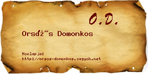 Orsós Domonkos névjegykártya